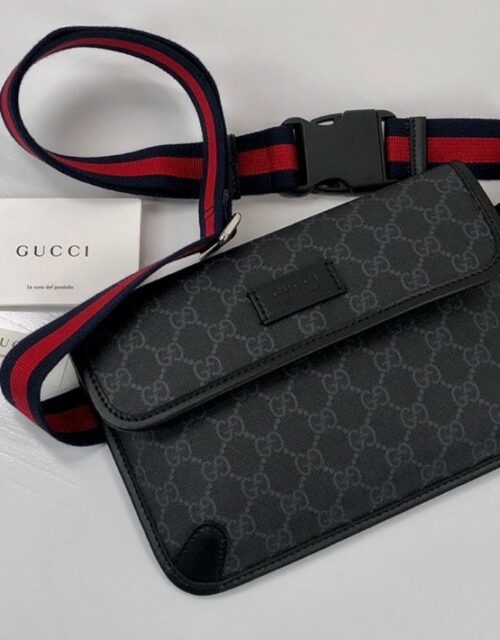 Gucci GG Supreme Monogram Canvas Black Belt Bag 598113 (PZX