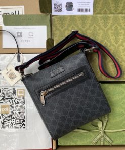 GG Black Messenger Bag GG Supreme Canvas For Men 9in/23cm GG 523599 K5RLN - JutinBie Luxury Store