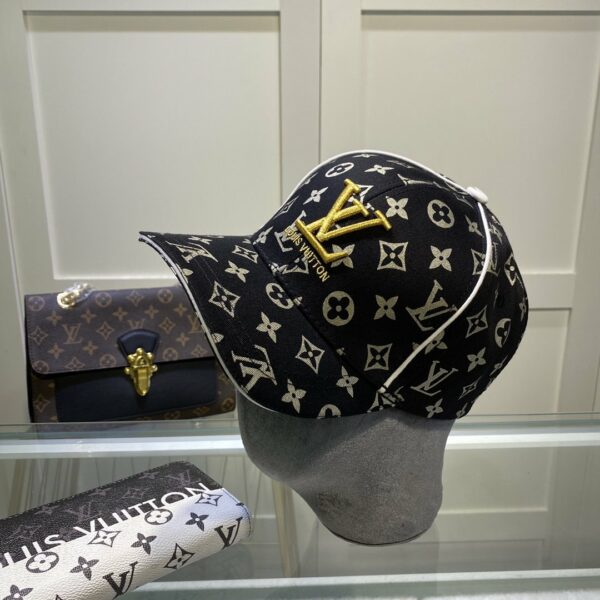 Louis Vuitton Baseball Cap Black Blue Leather Damier Monogram Hat  eBay