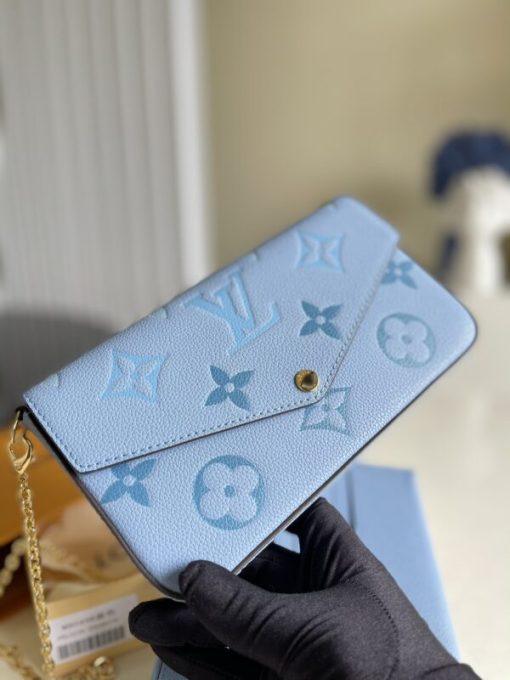 Louis Vuitton Felicie Monogram Empreinte Pochette Crossbody Bag Blue