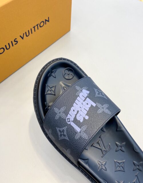 Louis Vuitton Oasis Mules Rubber Taurillon Monogram/Monogram Eclipse Black  For Men LV - JutinBie Lux