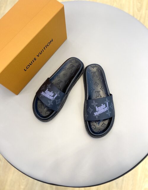 Louis Vuitton Oasis Mules Rubber Taurillon Monogram/Monogram Eclipse Black  For Men LV - JutinBie Lux