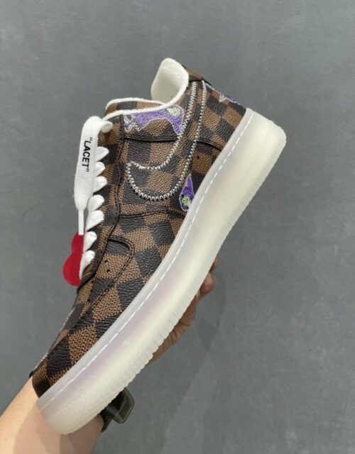 Louis Vuitton x Air Jordan 1 Low Trainer Brown Damier Sneaker For Men ...